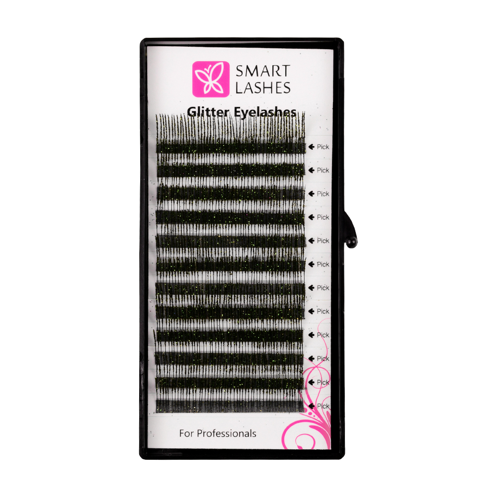 Glitter wimpers - Groen - C - 0,20 mm x 14 mm | Smart Lashes