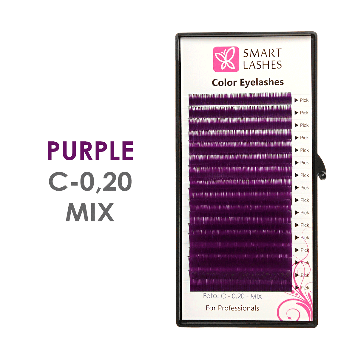 Paarse wimpers - C - 0,20 mm x 8 - 15 mm - 16 lijnen | Smart Lashes
